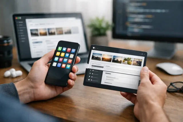 CMS headless para app com arquitetura desacoplada e interface mobile nativa