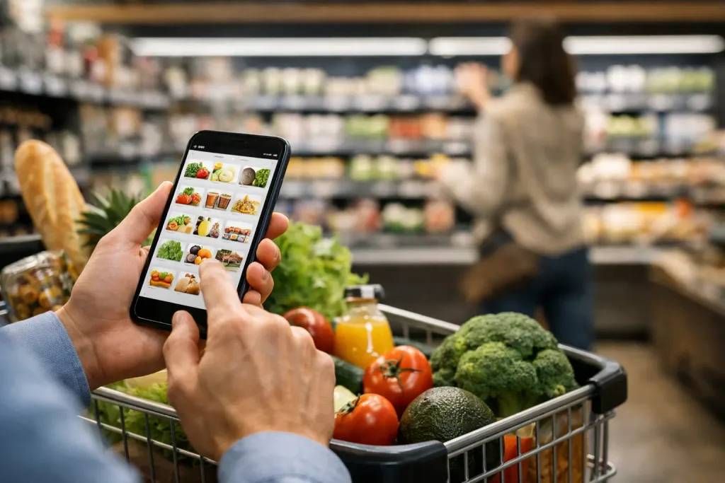 App para supermercado usado para compra recorrente e recompra no celular