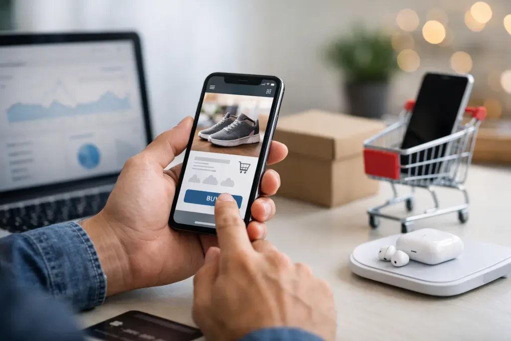 Equipe acompanhando o go live mobile de um aplicativo de e-commerce