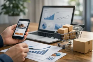 Gráfico de ROI de aplicativo ecommerce com métricas de conversão e retenção