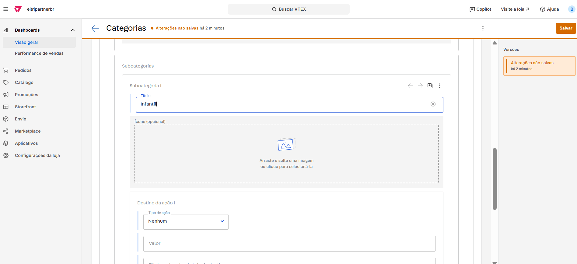 Subcategorias aninhadas no CMS