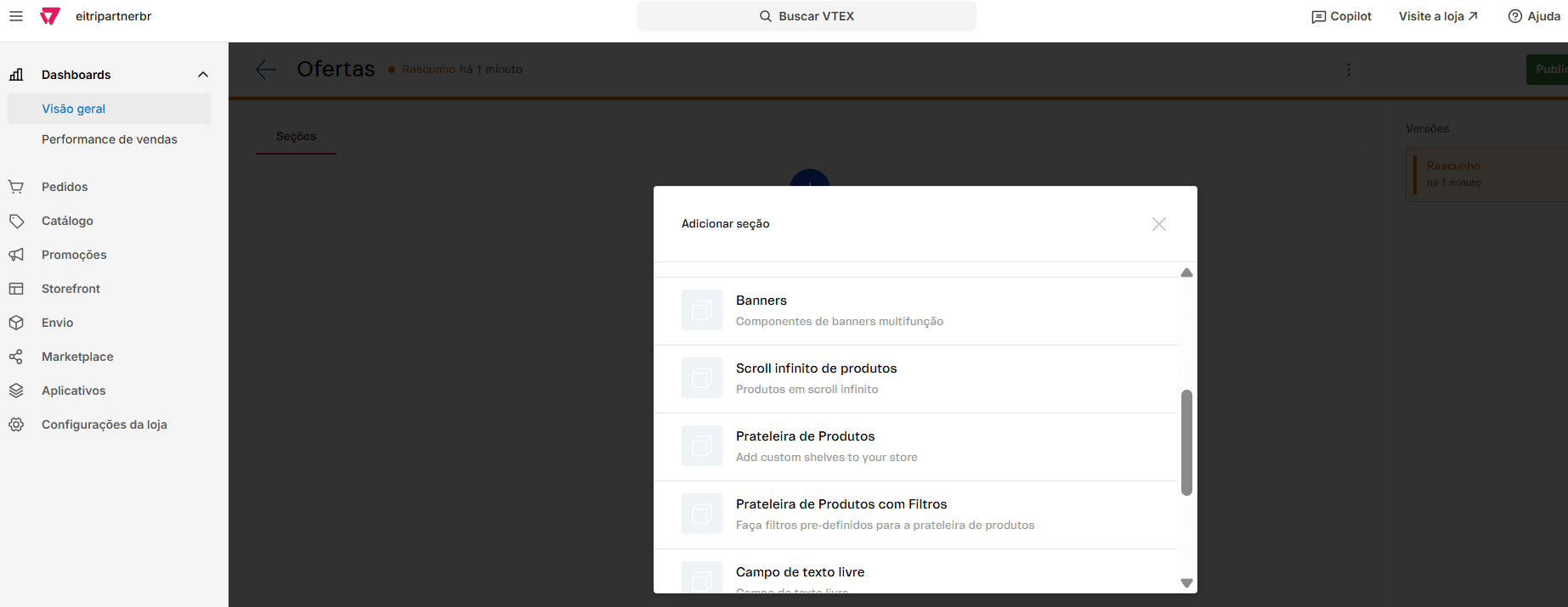 Componente de topo sendo adicionado à Landing Page