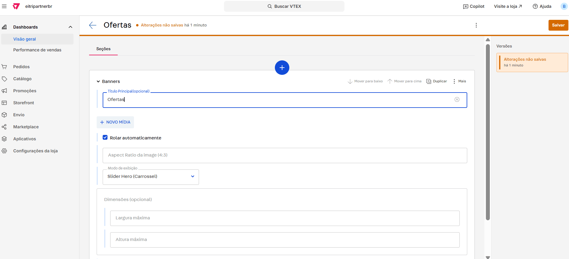 Banner principal da Landing Page configurado
