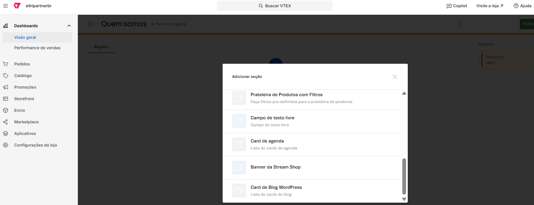 Componente de texto livre em Landing Page institucional